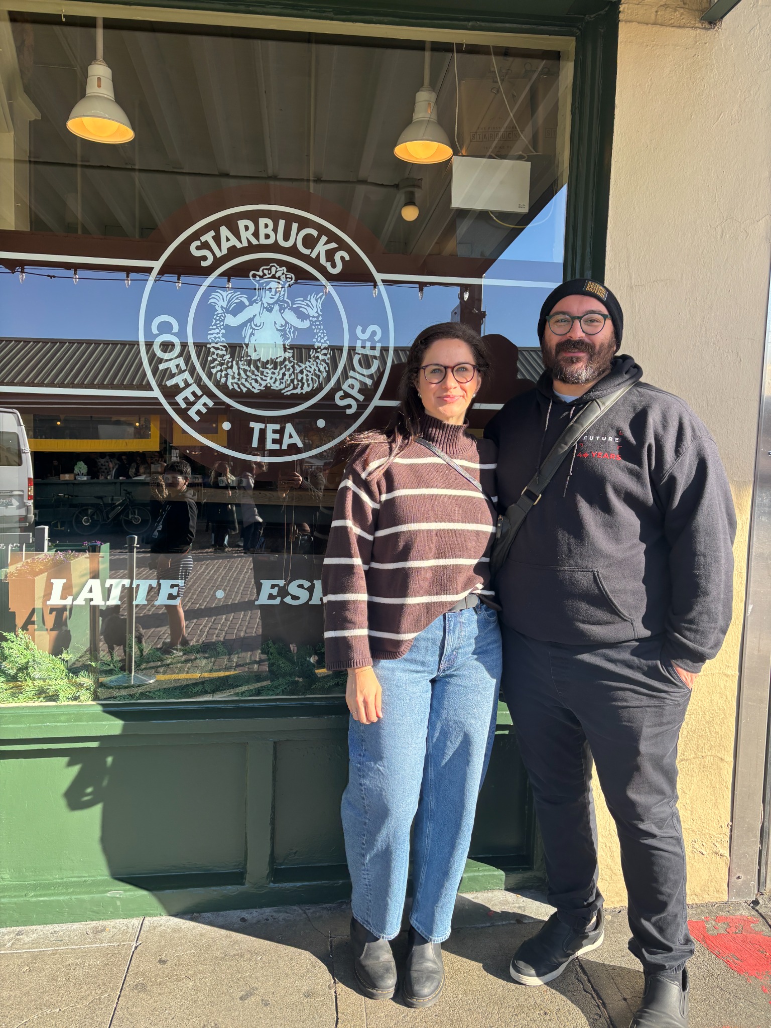 Photo in front of Starbucks window